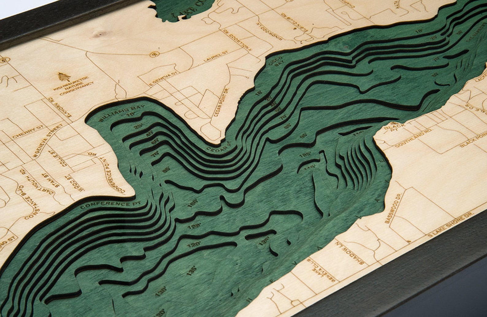 Lake Erie Wood Carved Map Dark Frame Etsy