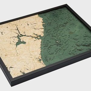 New Hampshire Coast 3-D Nautical Wood Chart