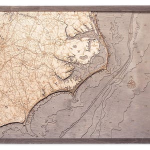 North Carolina Coast Wood Carved Map