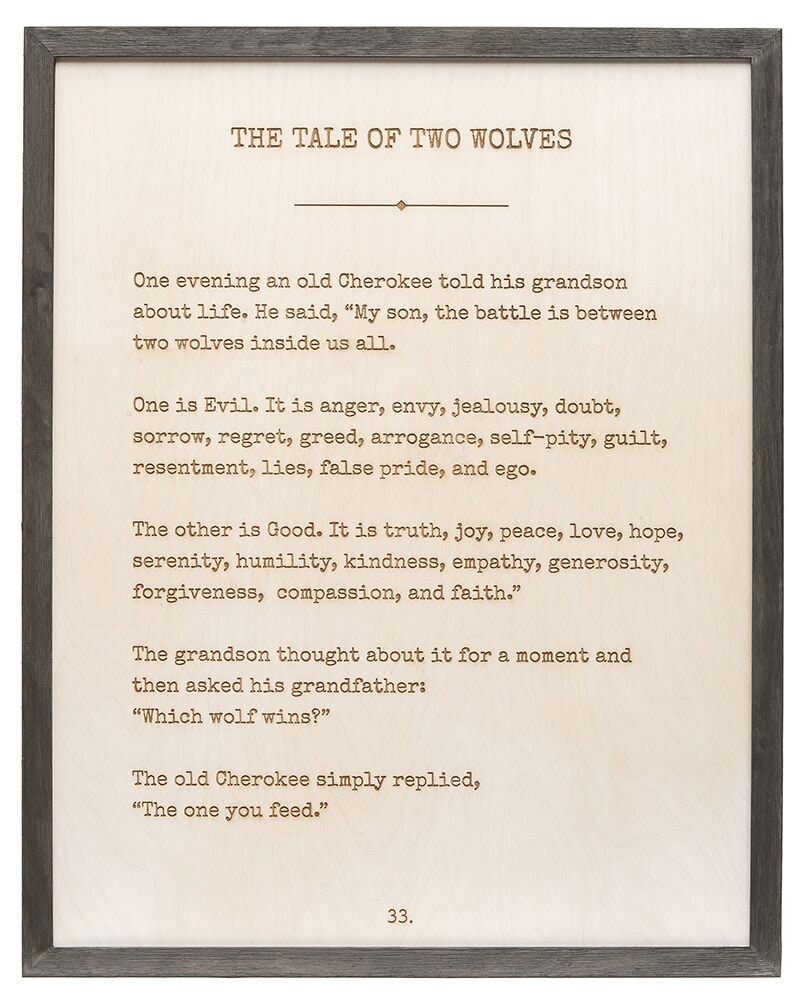 Tale of Two Wolves...word Art- Grey Frame - Etsy