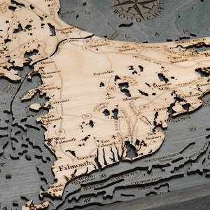 Cape Cod Wood Carved Map
