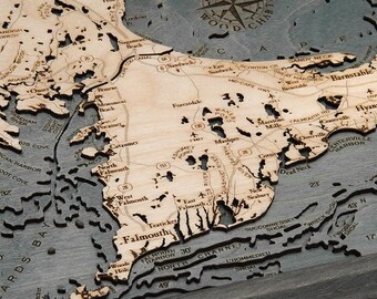 Cape Cod Wood Carved Map