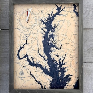 Chesapeake Bay Framed Tide & Time Clock