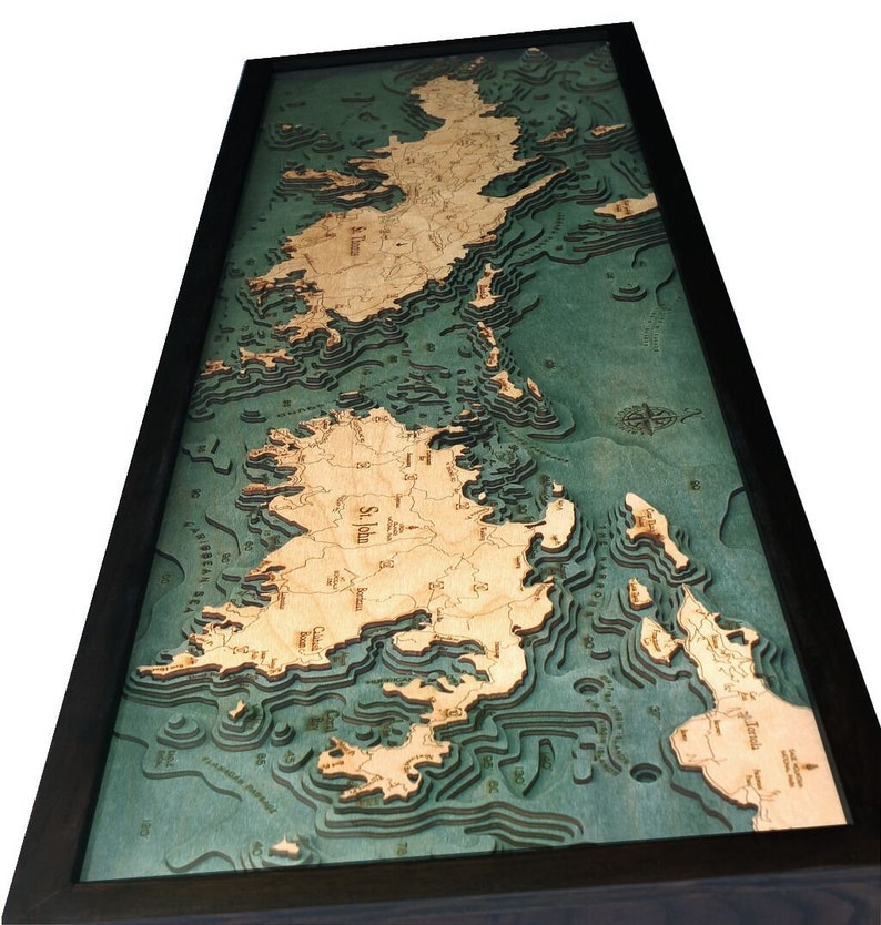 Virgin Islands Wood Carved Map Dark Frame Etsy