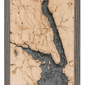 Great Sacandaga Lake, NY Wood Carved Map Grey Frame - Etsy