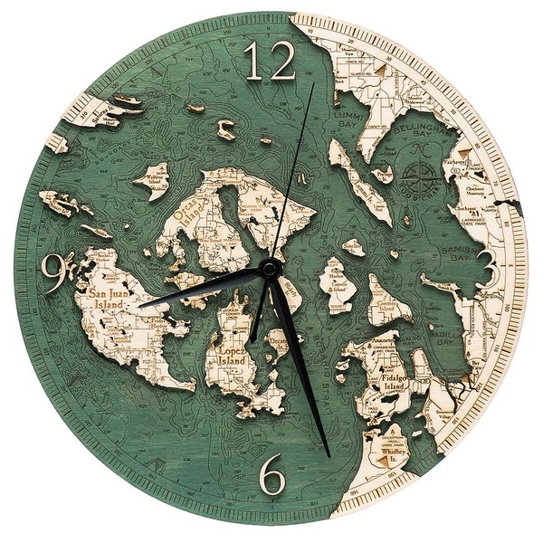 San Juan Islands, WA Clock  12" Diameter