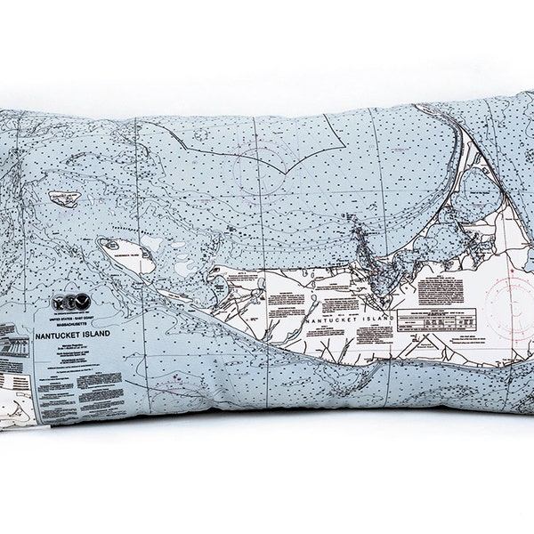 Nantucket Indoor/Outdoor Nautical Chart Throw Pillow