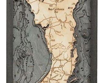 Baja Peninsula/Gulf of California Wood Carved Map