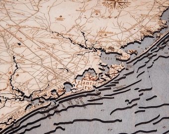 Wood Carved Map of The New Jersey Coast