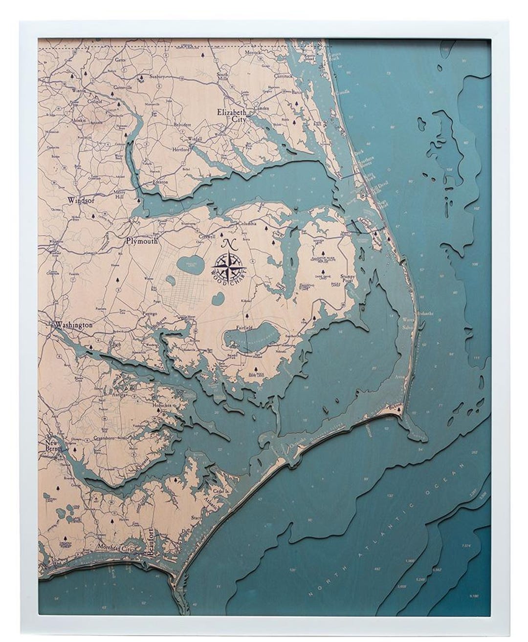 UV Printed Outer Banks Wood Carved Map - Etsy