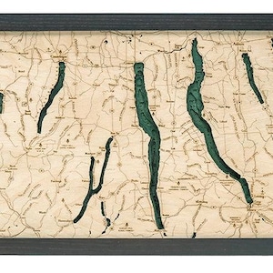 Finger Lakes, NY  Wood Carved Map