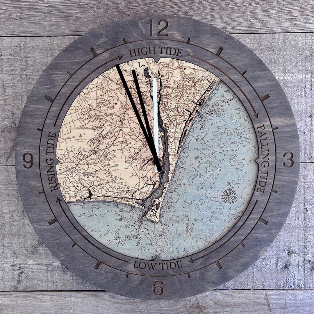 Sunset Harbor to Wilmington NC, Tide & Time Clock Etsy