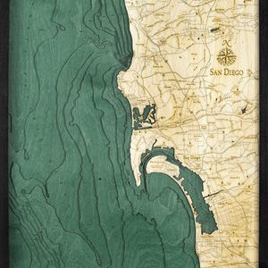 San Diego Wood Carved Map