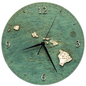 Hawaiian Islands Clock  12" Diameter