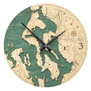 Whidbey & Camano Islands  Clock 12&quot; Diameter