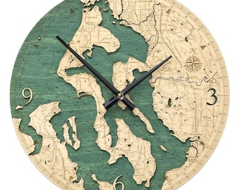 Whidbey & Camano Islands  Clock 12&quot; Diameter
