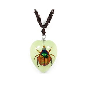 Glows in the Dark Shining Chafer Beetle Necklace 0.9x0.6x0.4 in