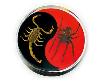 Scorpion vs Spider Yin Yang Paperweight  3.4x3.4x0.8 in