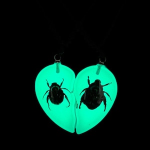 Glow in the Dark Chafer Beetle Valentine Necklace