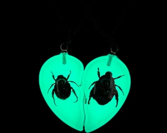 Glow in the Dark Chafer Beetle Valentine Necklace