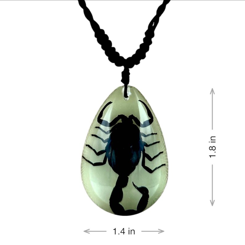 Glows in the Dark Black Scorpion Necklace 1.8x1.4x0.6 in image 2