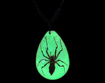 Glows in the Dark Spider Necklace  1.8x1.4x0.6 in