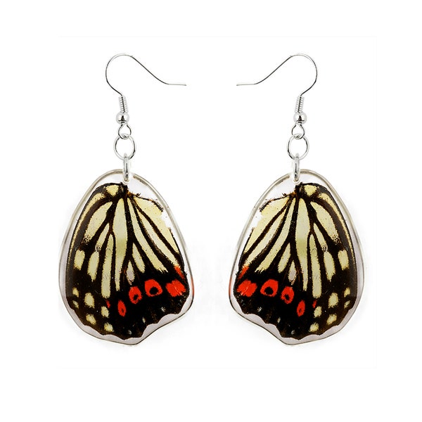 Real Black & Yellow Butterfly Wing Earrings, Clear Resin Art, Colorful Nature Jewelry, Gifts for Her, Mother's Day Gifts, Bold Earrings