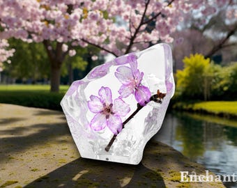 Real Cherry Blossom Resin Display – Encased Flower Specimen