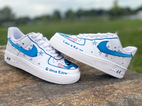 Light Blue to True Blue Ombre Swoosh Custom Air Force 1 - Hand