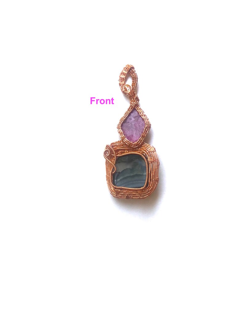 Wire coiled in Copper RUBY Corundum /& Faceted CITRINE PSILOMELANE