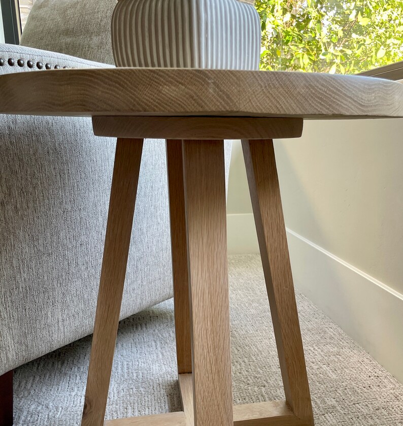 White Oak Round End Table With Hailee Legs 20 Wide X 22 Etsy