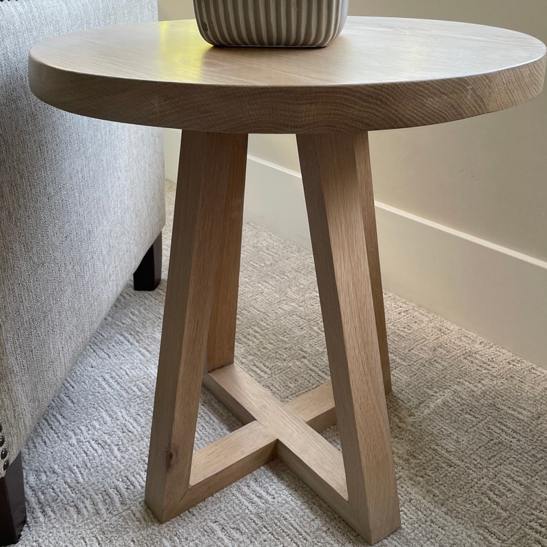 White Oak Round End Table With Hailee Legs 20 Wide X 22 Etsy
