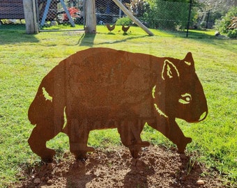 Wombat Garden Decoration, Metal Wombat Garden Stake, Wombat Ornament, Rusty Wombat, Wombat Gift