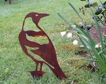 Metal Magpie Garden Art, Rusty Magpie, Magpie Gift, Australian Magpie, Magpie Ornament, Magpie Silhouette, Bird Decor