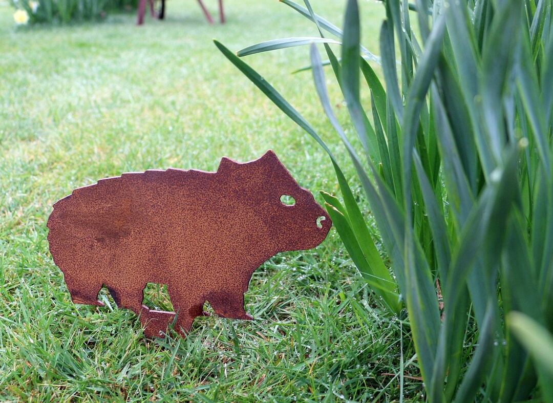 Rusty Baby Wombat Garden Art, Australian Wildlife, Outdoor Wombat