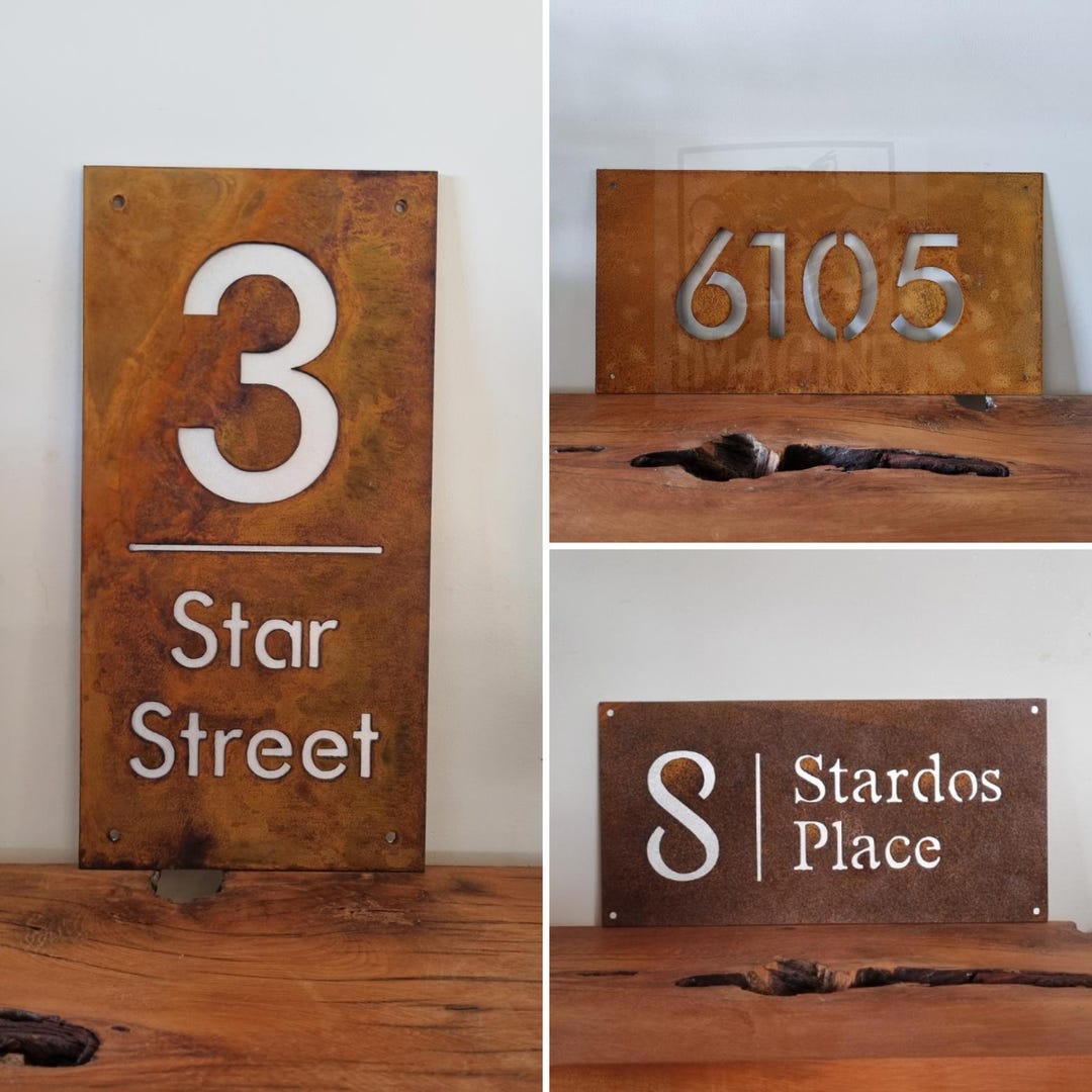 Rust Property. Sign Custom Corten Steel (rusty) Property Address Sign (small), Airbnb ...