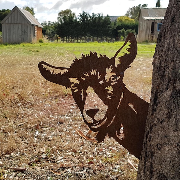 Corten Steel Goat Garden Art, Rusty Metal Ornament