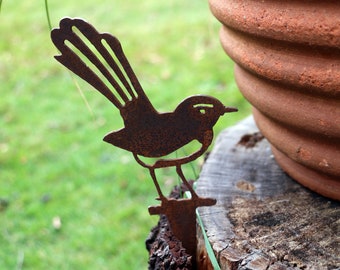 Corten Steel Willy Wagtail Garden Art, Metal Bird
