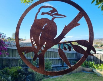 Corten Steel Kookaburra Decoration: Garden Art Sign