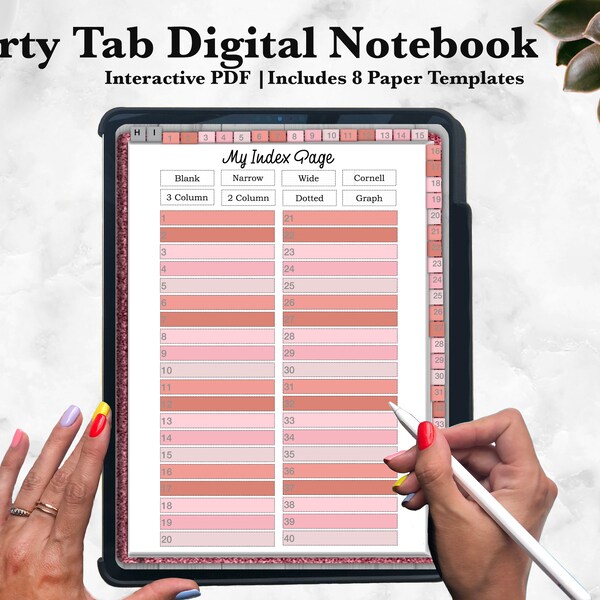 Digital Notebook, Lovely Glitter Tabbed Journal Perfect for Goodnotes or Notability, Great Mom or Student Diary, Works with iPad or Android