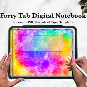 Landscape Digital Notebook, Lovely Tie Dye Tabbed Journal Perfect for Goodnotes or Notability, Great Homeschool or Mom Planner, iPad Android