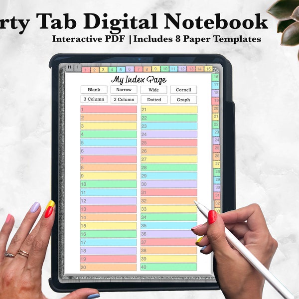 Digital Notebook, Lovely Glitter Tabbed Journal Perfect for Goodnotes or Notability, Great Mom or Student Diary, Works with iPad or Android