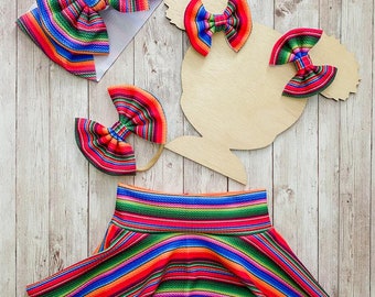 Mexican Baby Head Wrap, Skirted Bummie, Infant Bow Head Wrap, Hair Clip, Mexican bow, sarape bow, Nylon Headband, Hair Clips, Bloomers