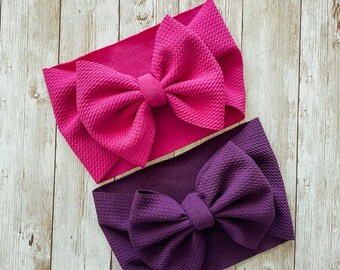 Baby Headwrap with Big Bow, Stretchy Infant Headband