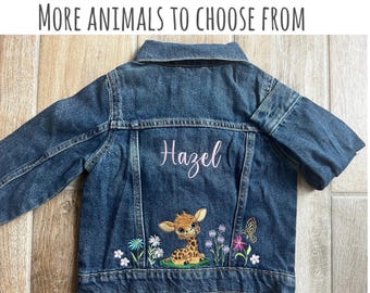 Girls Personalized Jackets, Custom Denim Jackets, Embroidery Jackets, Jackets with name, Flowers jacket, Animals Embroidery Jacket, Jean