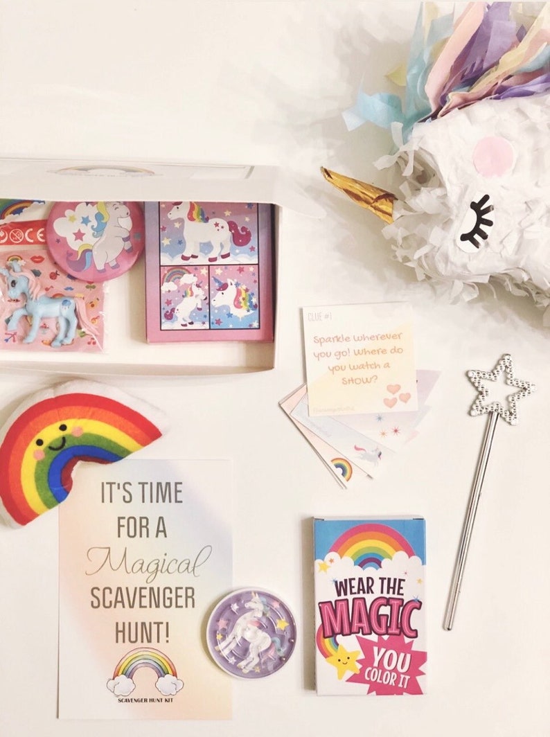 unicorn scavenger hunt scavenger hunt kit birthday gift etsy