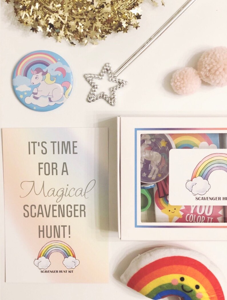 unicorn scavenger hunt scavenger hunt kit birthday gift etsy
