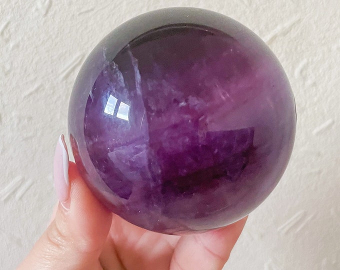Purple fluorite sphere healing crystal home decor