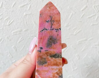 Rhodonite crystal tower chunky crystal tower healing crystal healing journey home decoration