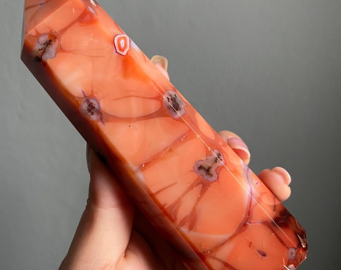 Dendritic Carnelian crystal tower | Carnelian home decoration | carnelian stone healing crystal | birthstone gifts| wedding anniversary gift